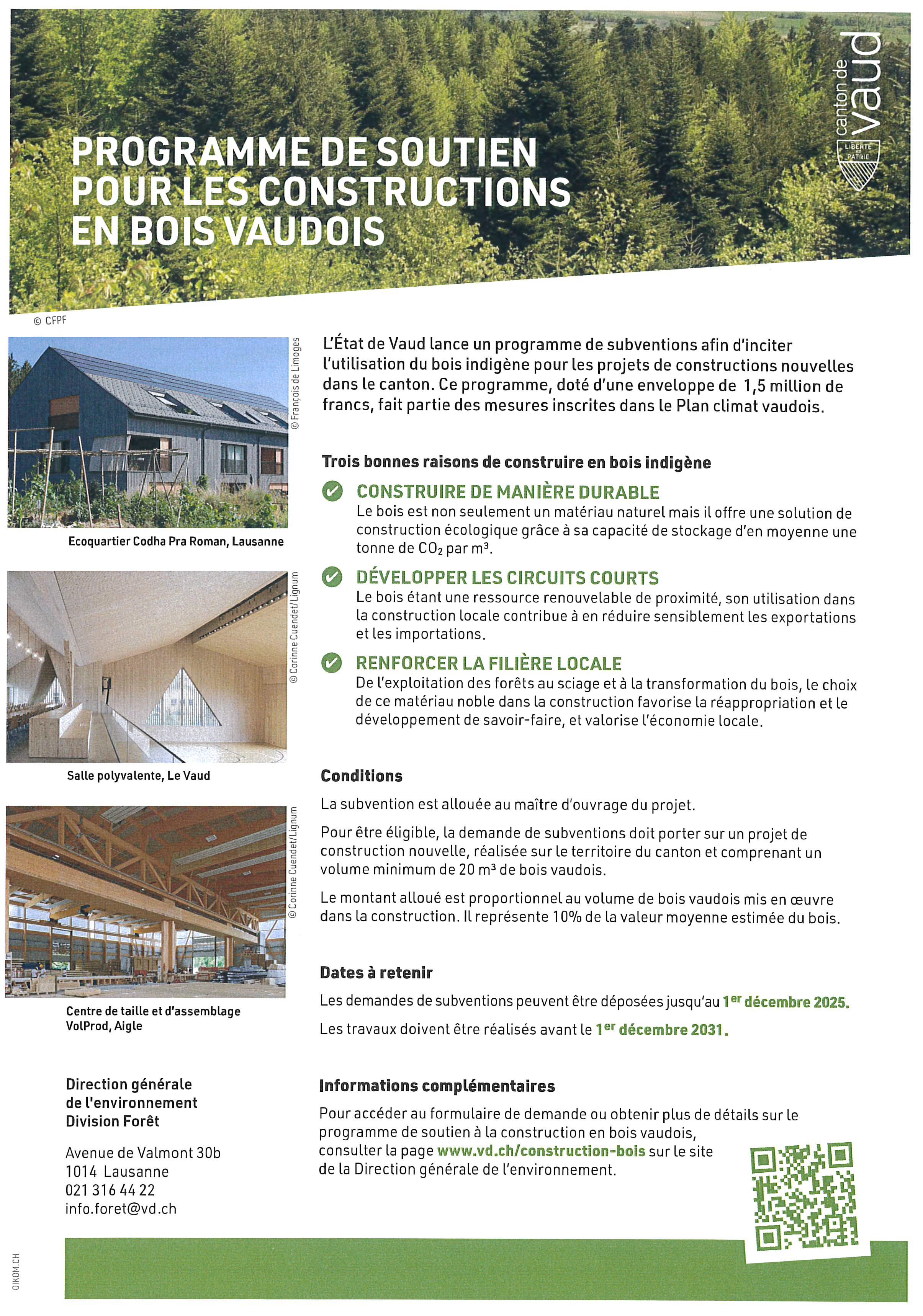Programme soutien construction bois